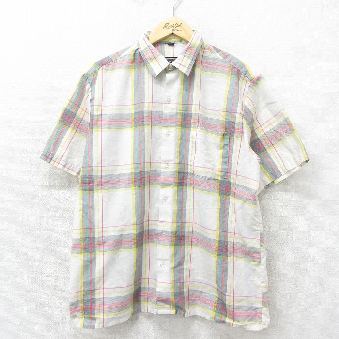 80s 半袖シャツ ホワイトチェック L | 古着