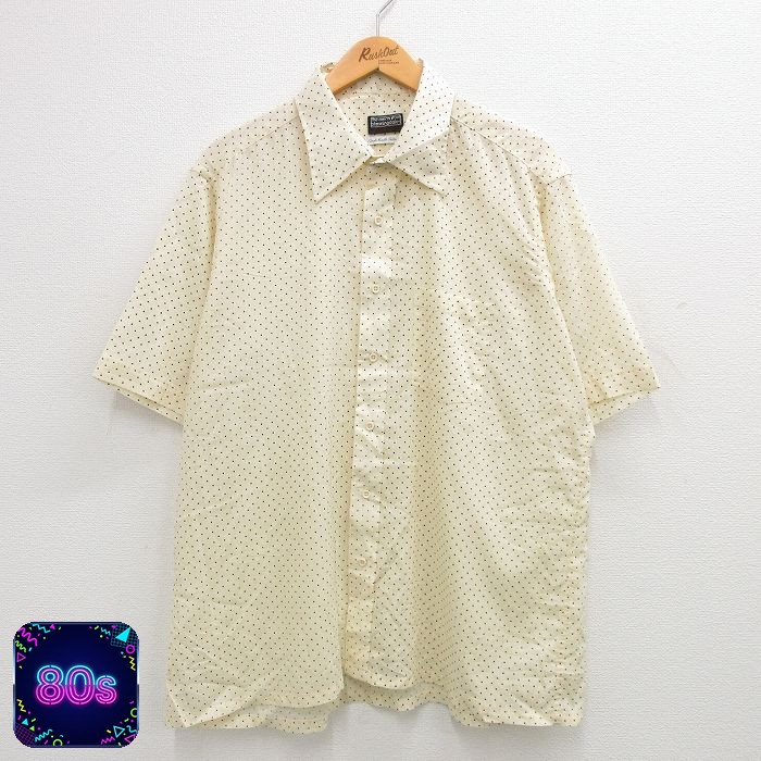 80s 半袖シャツ ドット イエロー XL | 古着
