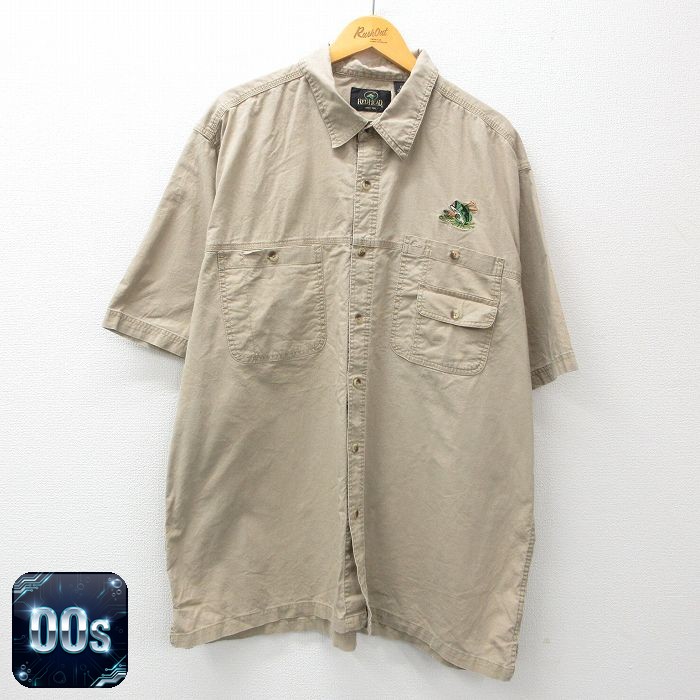 レッドヘッド 00s 半袖シャツ 魚 ベージュ XL | 古着