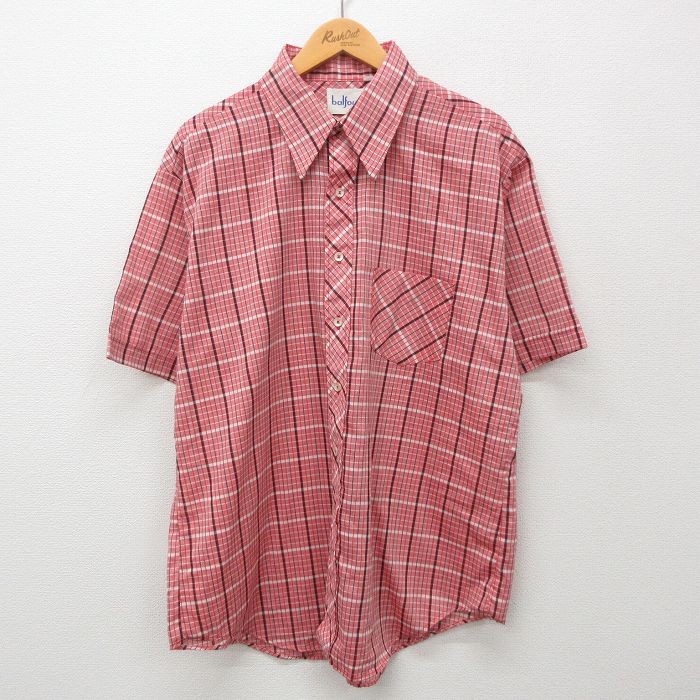 90s 半袖シャツ レッドチェック XL | 古着