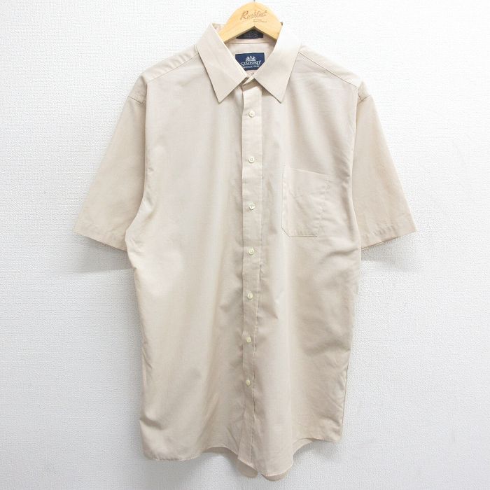 XL★古着 半袖 シャツ メンズ 00年代 00s　ロング丈 ベージュ カーキ 24apr23 中古 トップス