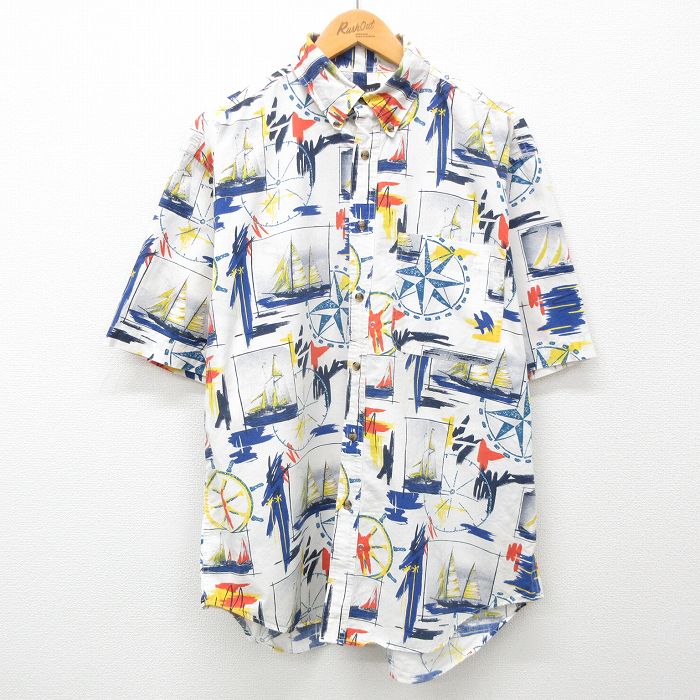 00s 半袖シャツ 船方位磁石 ホワイト XL | 古着