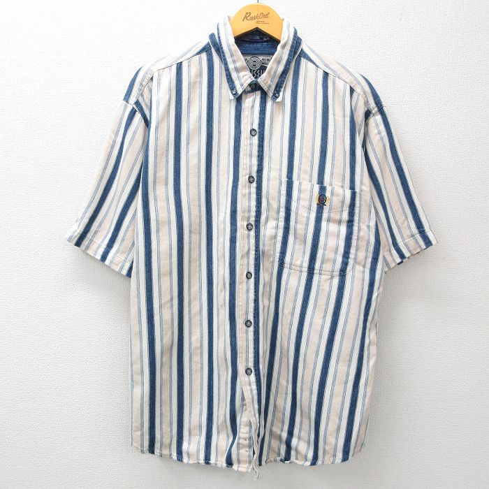 00s 半袖シャツ ホワイトストライプ XL | 古着