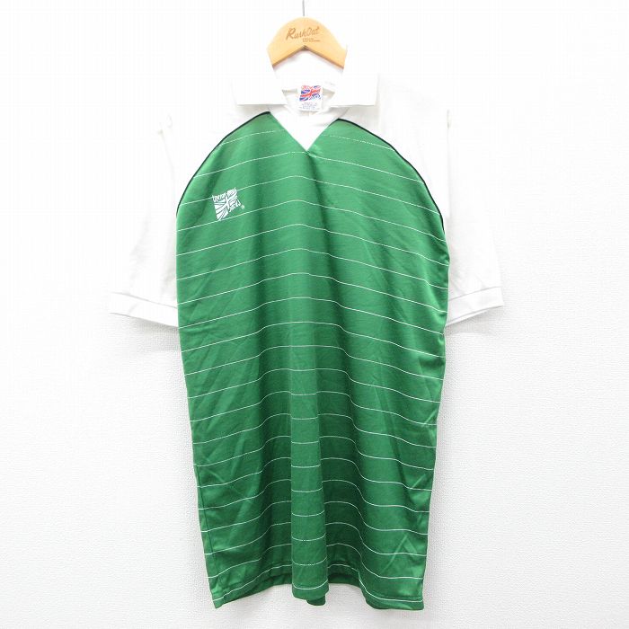 90s 半袖サッカーシャツ ユニオンジャック グリーン L | 古着