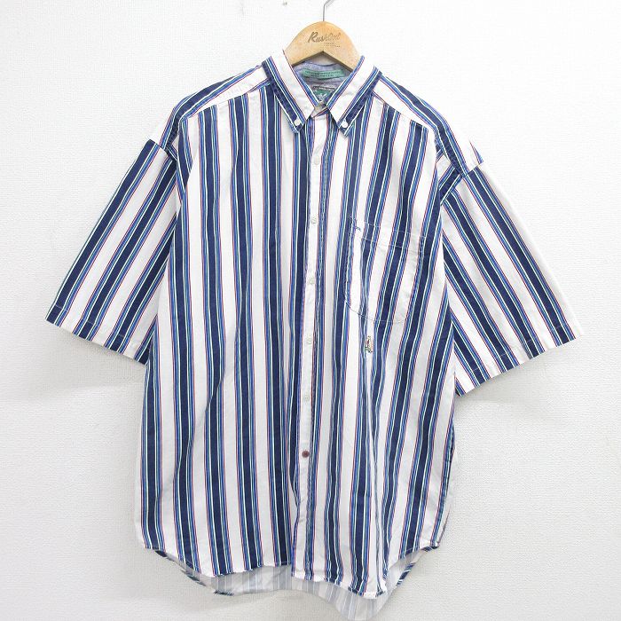 90s 半袖シャツ ホワイトストライプ XL | 古着