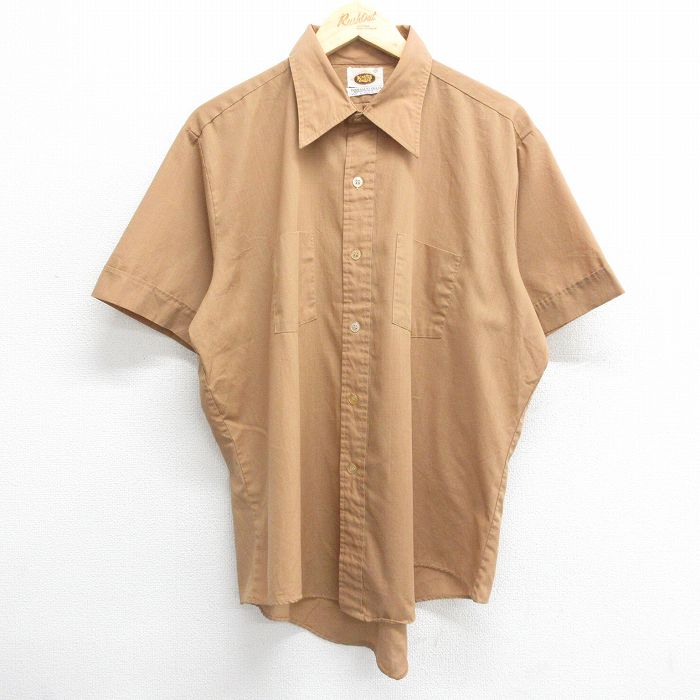 XL★古着 半袖 シャツ メンズ 70年代 70s 茶系 ブラウン 24jun15 中古 トップス