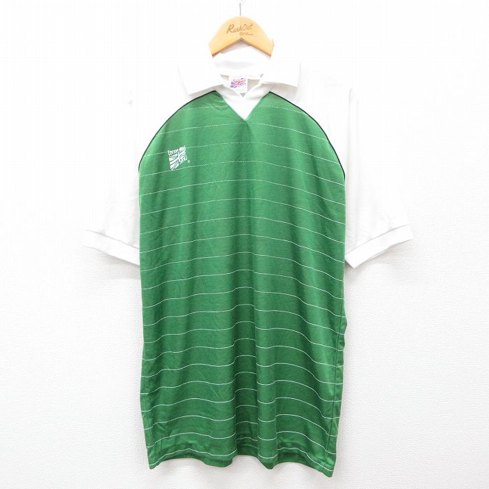 90s 半袖サッカーシャツ ユニオンジャック グリーン L | 古着