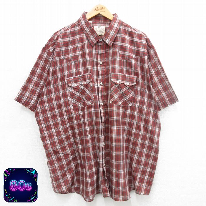 DEE CEE 80s 半袖ウエスタンシャツ レッドチェック XL | 古着