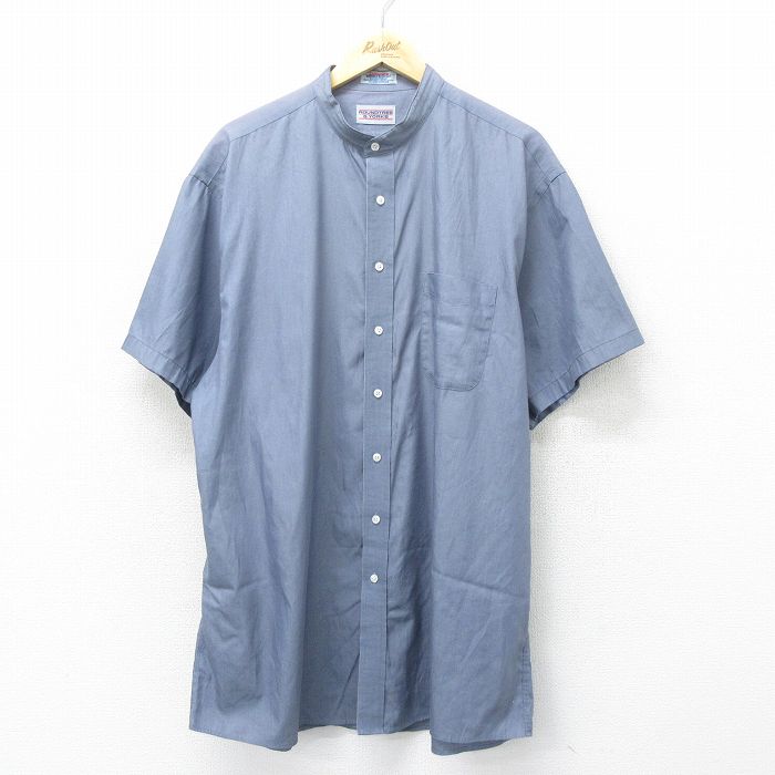 00s 半袖シャツ ノーカラー グレー XL | 古着