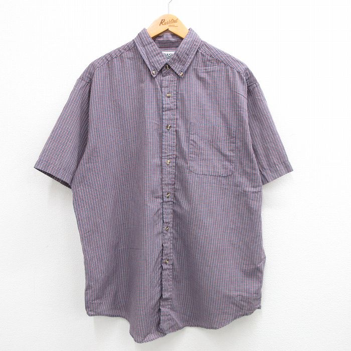 ベーシックエディションズ 00s 半袖シャツ ネイビーチェック XL | 古着