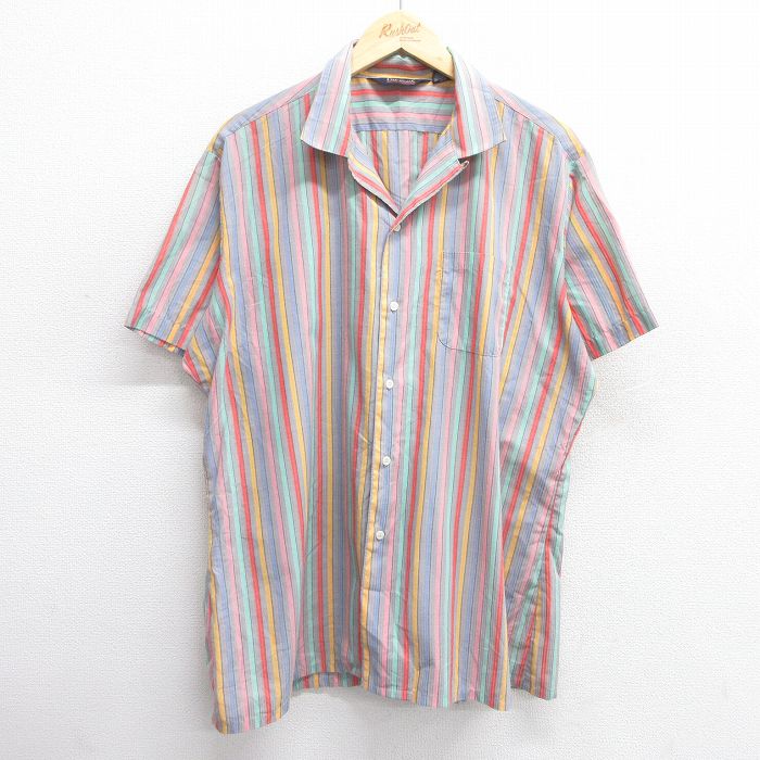 XL★古着 半袖 シャツ メンズ 80年代 80s 開襟 オープンカラー グレー他 25mar31 中古 トップス