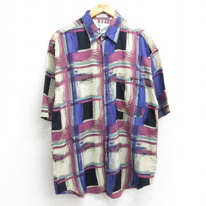 L★古着 GOOUCH 半袖 シャツ メンズ 90年代 90s レーヨン ベージュ系他 カーキ 【spe】 25apr01 中古 トップス