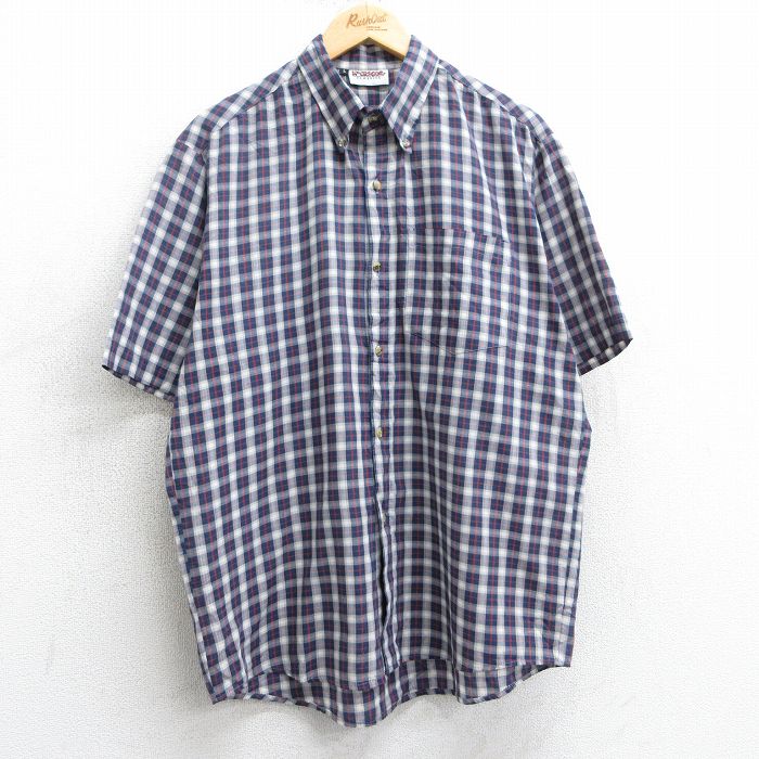 XL★古着 マックレガー 半袖 シャツ メンズ 90年代 90s ボタンダウン 紺他 ネイビー チェック 25apr01 中古 トップス
