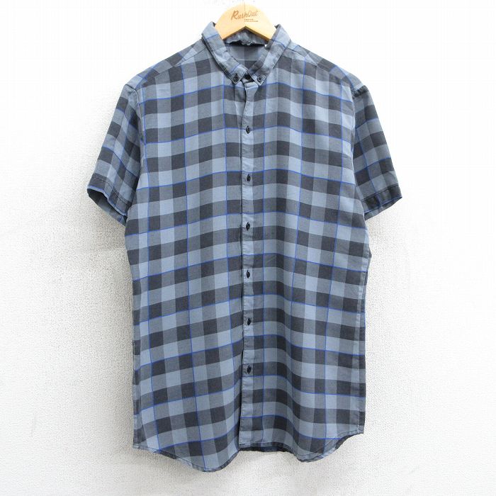M★古着 半袖 シャツ メンズ 80年代 80s ボタンダウン USA製 グレー他 チェック 25apr01 中古 トップス