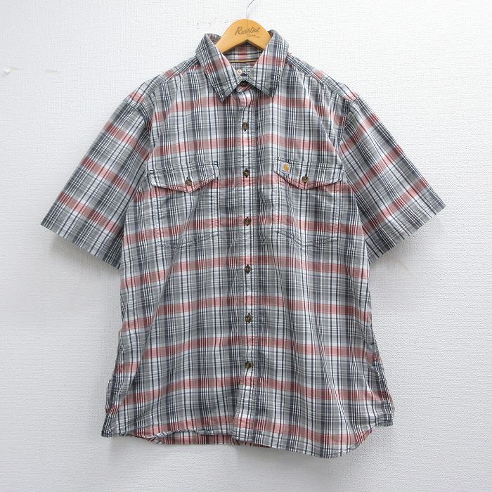L★古着 カーハート Carhartt 半袖 シャツ メンズ グレー他 チェック 25apr02 中古 トップス