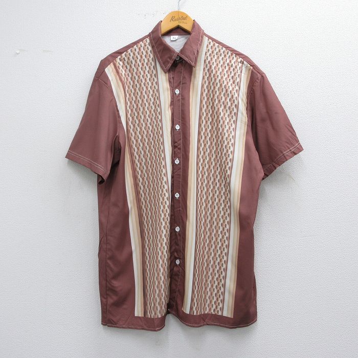 XL★古着 半袖 シャツ メンズ 茶他 ブラウン 25apr02 中古 トップス