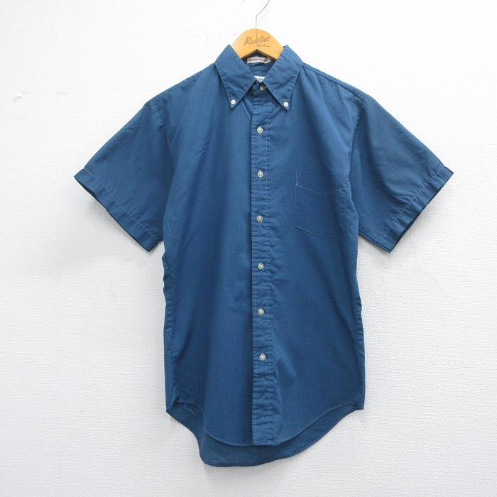 S★古着 半袖 シャツ メンズ 80年代 80s ボタンダウン 薄紺 ネイビー 25apr02 中古 トップス