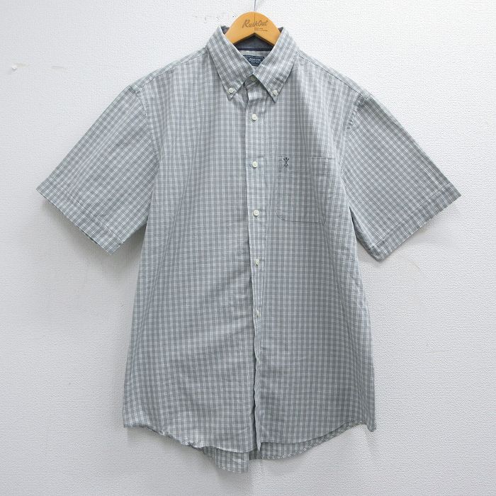 L★古着 アロー 半袖 シャツ メンズ ボタンダウン グレー他 チェック 25apr02 中古 トップス