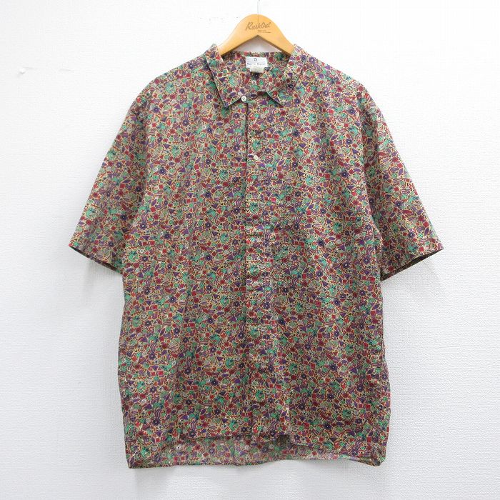 L★古着 半袖 シャツ メンズ 90年代 90s 総柄 コットン イタリア製 紫他 パープル 【spe】 25apr03 中古 トップス
