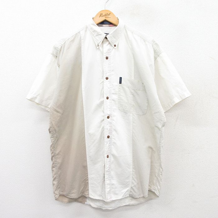 XL★古着 ラルフローレン Ralph Lauren チャップス 半袖 ブランド シャツ メンズ 90年代 90s コットン ボタンダウン 白他 ホワイト 25apr03 中古 トップス
