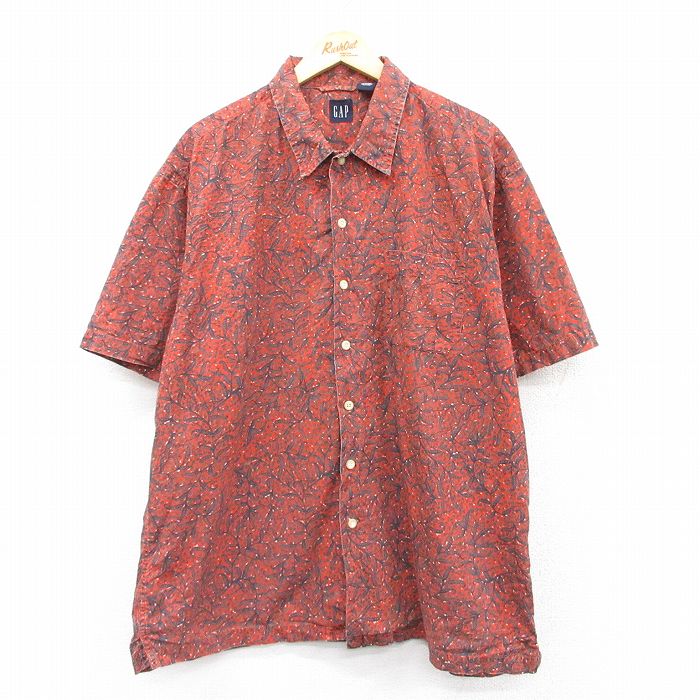 XL★古着 ギャップ GAP 半袖 シャツ メンズ 00年代 00s 大きいサイズ コットン ボタンダウン オレンジ系他 25apr03 中古 トップス