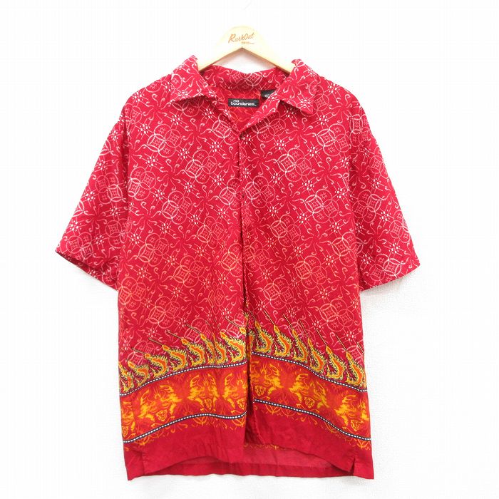 XL★古着 no Boundaries 半袖 シャツ メンズ 00年代 00s 開襟 オープンカラー 赤他 レッド 25apr03 中古 トップス