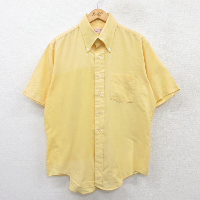 XL★古着 アロー 半袖 シャツ メンズ 80年代 80s オックスフォード ボタンダウン USA製 黄 イエロー 25apr04 中古 トップス