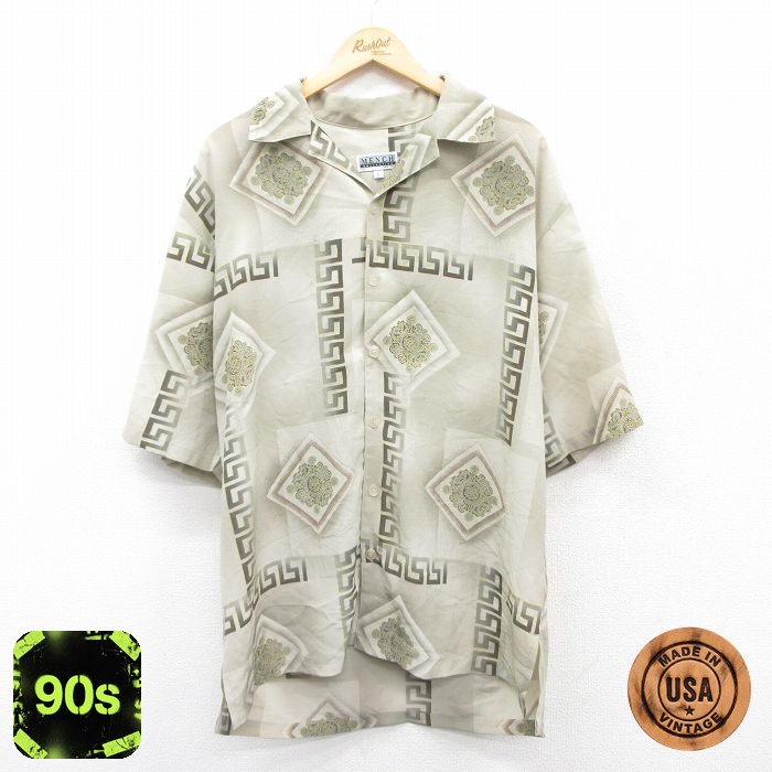 【50%OFF】90s 半袖シャツ 開襟 グリーン XL | 古着