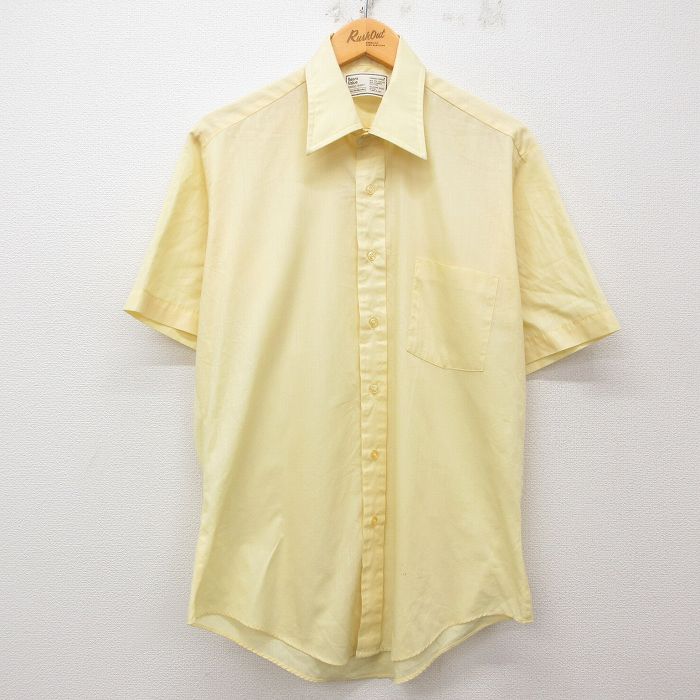 L★古着 シアーズ 半袖 シャツ メンズ 80年代 80s 黄 イエロー 25apr04 中古 トップス