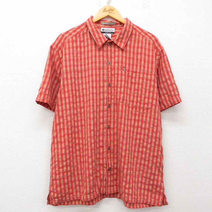 【50%OFF】XL★古着 コロンビア COLUMBIA 半袖 シャツ メンズ 00年代 00s オレンジ他 チェック 25apr04 中古 トップス