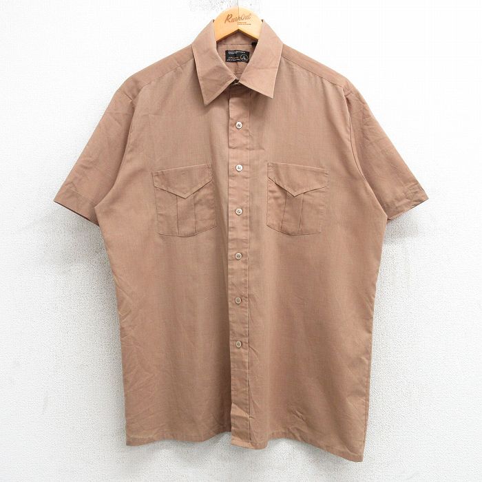 L★古着 JCペニー 半袖 シャツ メンズ 70年代 70s 茶 ブラウン 25apr04 中古 トップス