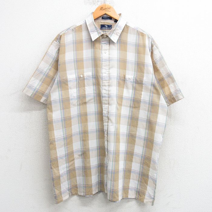 【50%OFF】90s 半袖シャツ カーキチェック XL | 古着