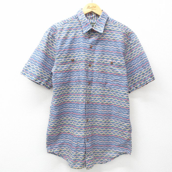 M★古着 オービス ORVIS 半袖 シャツ メンズ ロング丈 コットン 紺他 ネイビー 25apr05 中古 トップス