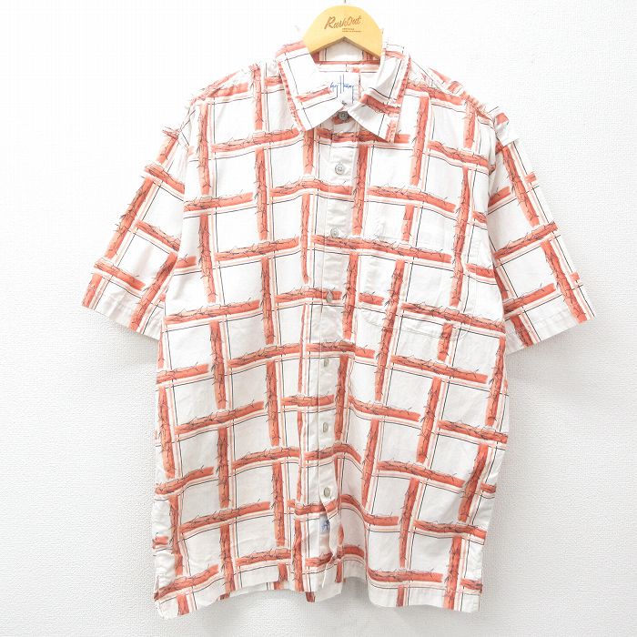 XL★古着 半袖 シャツ メンズ カジキ コットン 白系他 ホワイト 25apr05 中古 トップス