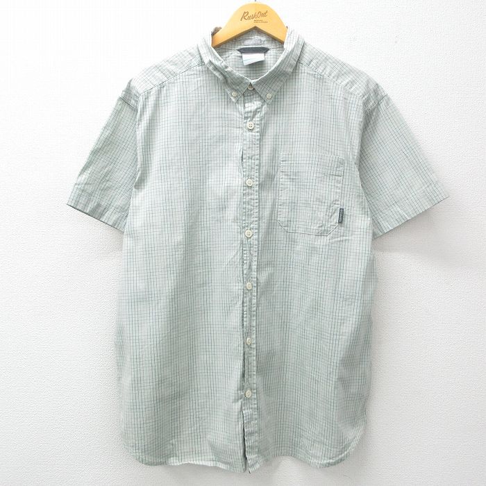 XL★古着 コロンビア COLUMBIA 半袖 シャツ メンズ ボタンダウン 緑系他 グリーン チェック 25apr05 中古 トップス