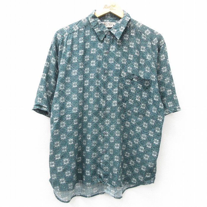 L★古着 半袖 シャツ メンズ レーヨン 緑系他 グリーン 25apr05 中古 トップス