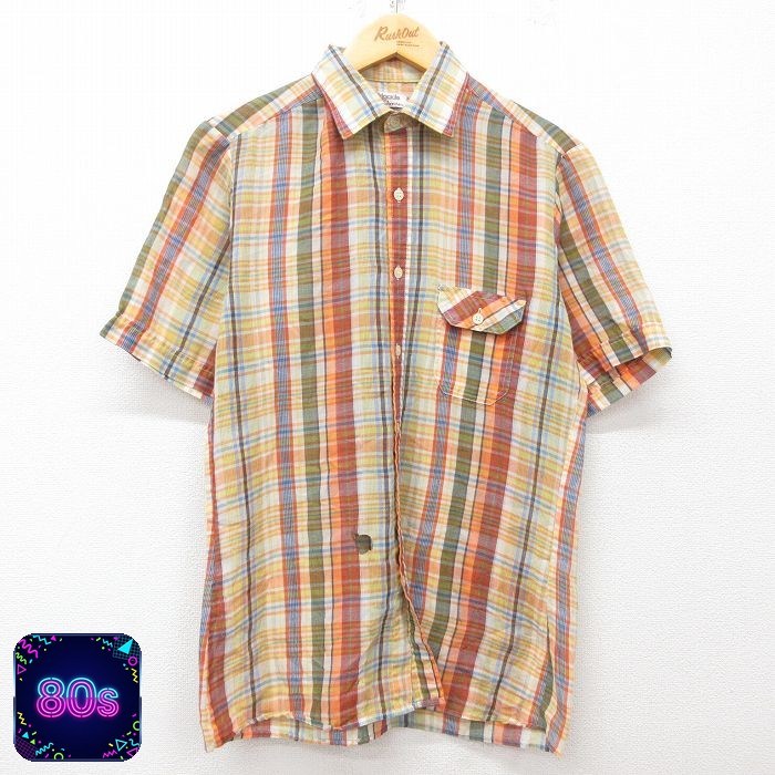 【50%OFF】アロー 80s 半袖シャツ オレンジチェック S | 古着