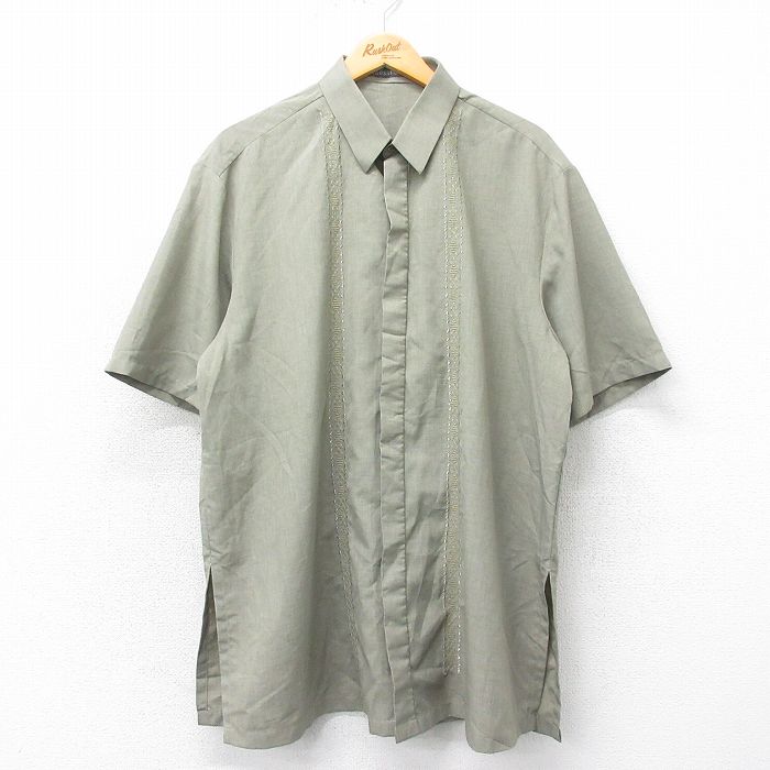 XL★古着 半袖 シャツ メンズ 緑系 グリーン 25apr07 中古 トップス