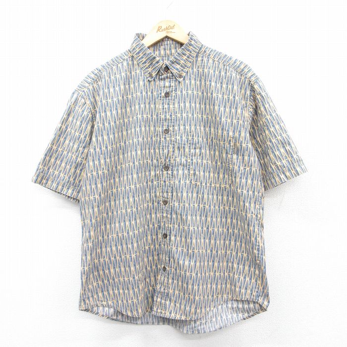 L★古着 ウールリッチ WOOLRICH 半袖 シャツ メンズ コットン ボタンダウン 青他 ブルー 25apr07 中古 トップス