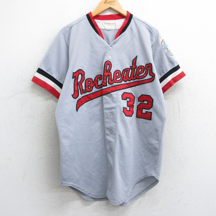 L★古着 半袖 ベースボール シャツ メンズ 90年代 90s ロチェスター 32 グレー 25apr07 中古 トップス