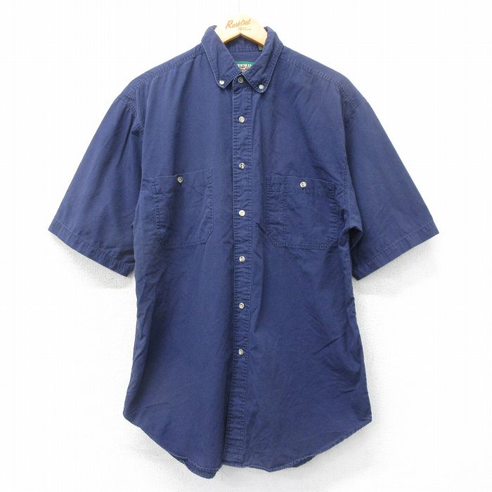 L★古着 アメリカンイーグル American Eagle 半袖 シャツ メンズ 90年代 90s コットン ボタンダウン 紺 ネイビー 【spe】 25apr07 中古 トップス