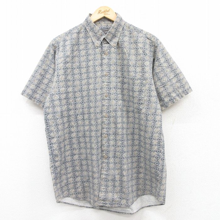 L★古着 半袖 シャツ メンズ 90年代 90s コットン ボタンダウン グレー他 25apr09 中古 トップス