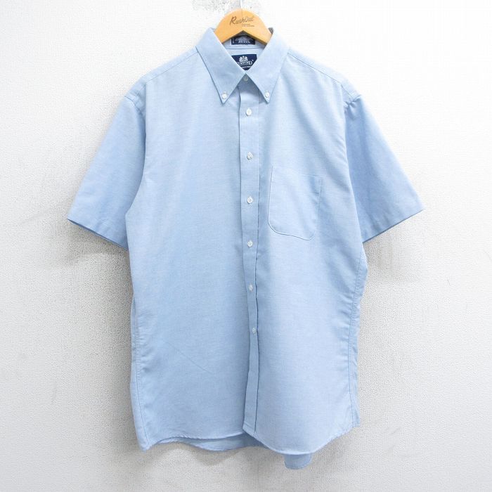 XL★古着 半袖 シャツ メンズ 90年代 90s オックスフォード ボタンダウン USA製 薄紺 ネイビー 25apr10 中古 トップス