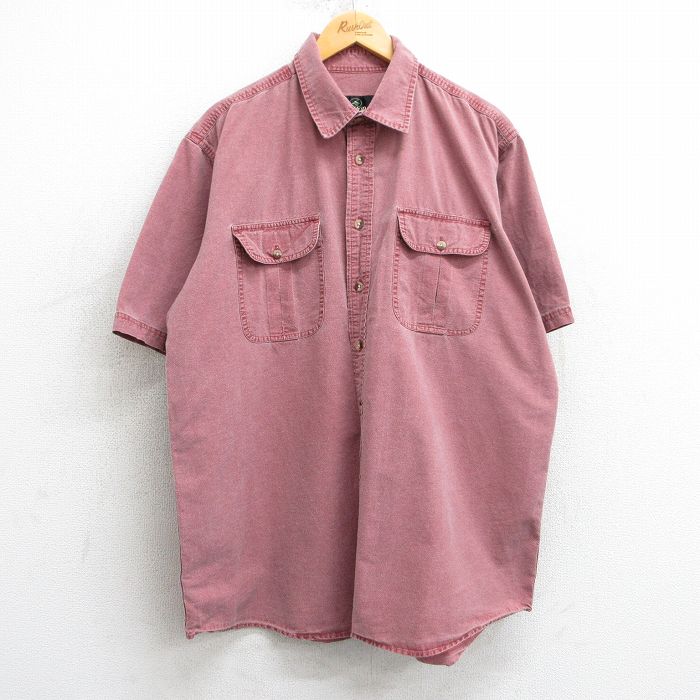 【50%OFF】XL★古着 レッドヘッド 半袖 シャツ メンズ 00年代 00s 大きいサイズ ロング丈 コットン 赤系 レッド 25apr10 中古 トップス