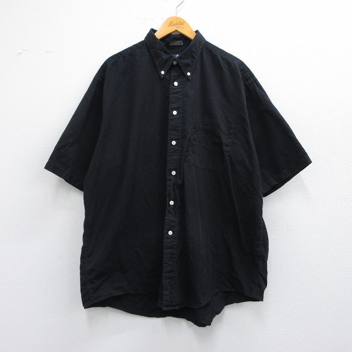 XL★古着 ノーティカ NAUTICA 半袖 ブランド シャツ メンズ 90年代 90s ワンポイントロゴ 大きいサイズ コットン ボタンダウン 黒 ブラック 【spe】 25apr10 中古 トップス