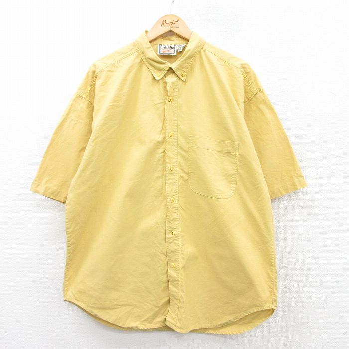【50%OFF】XL★古着 半袖 シャツ メンズ 90年代 90s 大きいサイズ コットン ボタンダウン 黄 イエロー 25apr12 中古 トップス