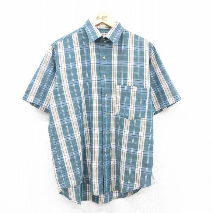 L★古着 アロー 半袖 シャツ メンズ 00年代 00s 紺系他 ネイビー チェック 25apr12 中古 トップス