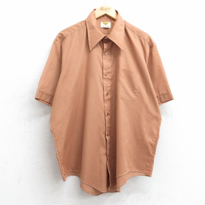 XL★古着 半袖 シャツ メンズ 80年代 80s USA製 茶 ブラウン 25apr14 中古 トップス