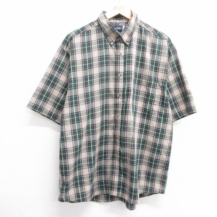 【50%OFF】XL★古着 ピューリタン 半袖 シャツ メンズ 00年代 00s ボタンダウン ベージュ他 カーキ チェック 25apr14 中古 トップス