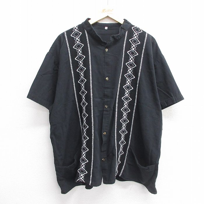 XL★古着 半袖 シャツ メンズ 大きいサイズ 黒他 ブラック 25apr14 中古 トップス